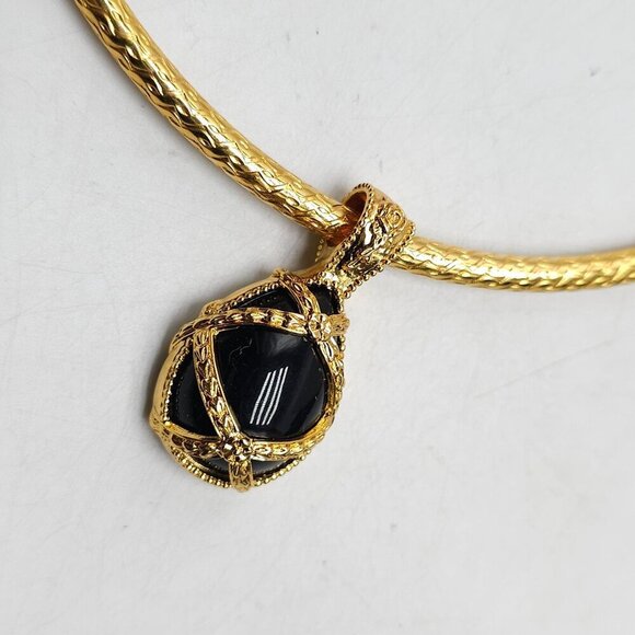 Joan Rivers Caged Black Resin Gold Tone Charm Collar Necklace - Picture 2 of 5